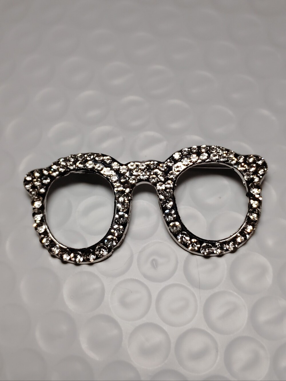 Crystal Embellished Silver Eye Glass Brooch - Women Accessories